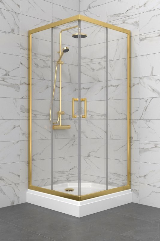 Душевой уголок Triton Фикс Голд Щ0000077399 100х100 см с поддоном, профиль матовое золото