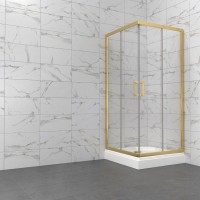 Душевой уголок Triton Фикс Голд Щ0000077399 100х100 см с поддоном, профиль матовое золото