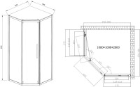 Душевой уголок Vincea Show VSP1-4SH100CLB 100x100, профиль черный