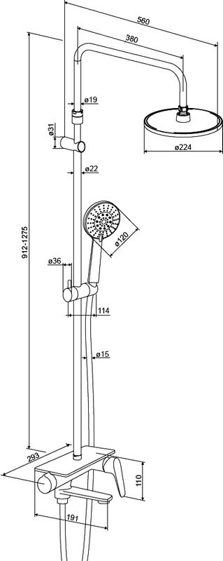 Душевая стойка Damixa Jupiter 977730300 с полочкой