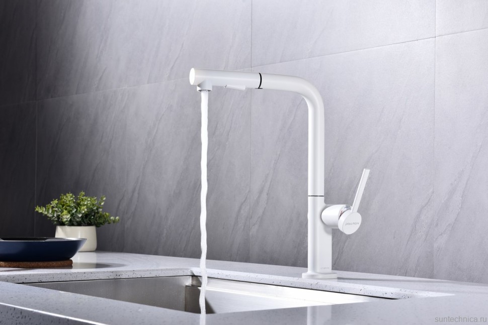 Смеситель для кухни Paulmark Neo Ne214419-431, матовый белый
