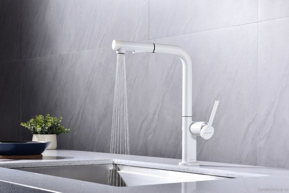 Смеситель для кухни Paulmark Neo Ne214419-431, матовый белый