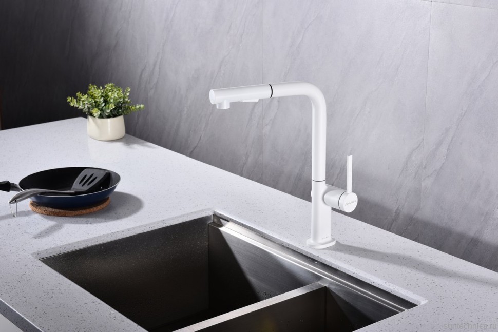 Смеситель для кухни Paulmark Neo Ne214419-431, матовый белый