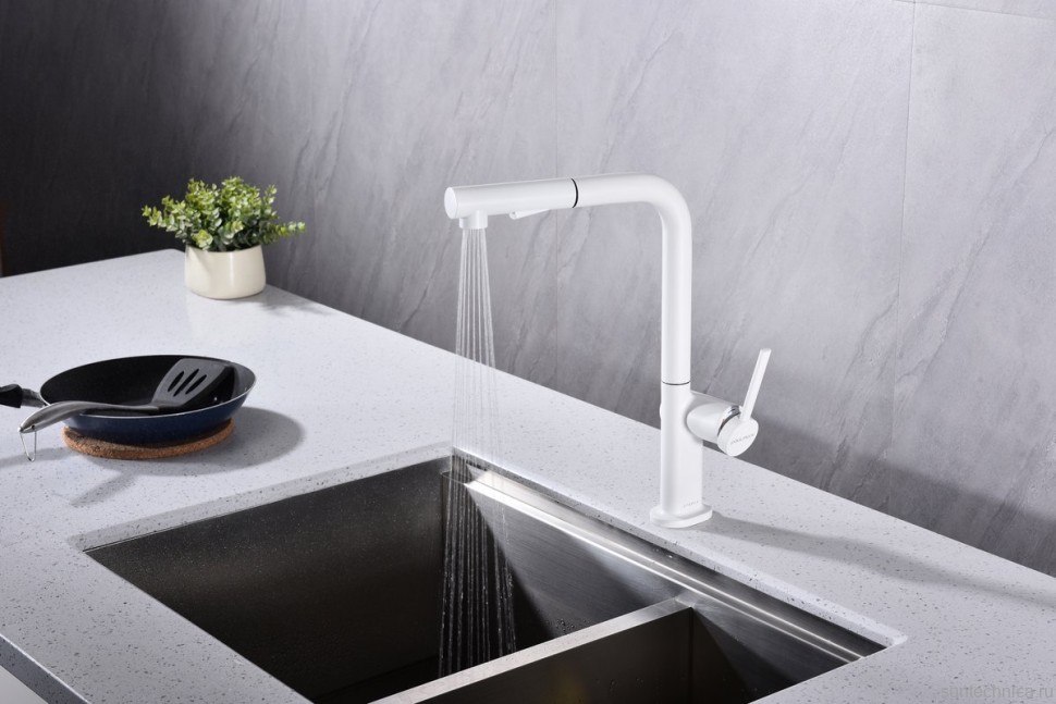 Смеситель для кухни Paulmark Neo Ne214419-431, матовый белый