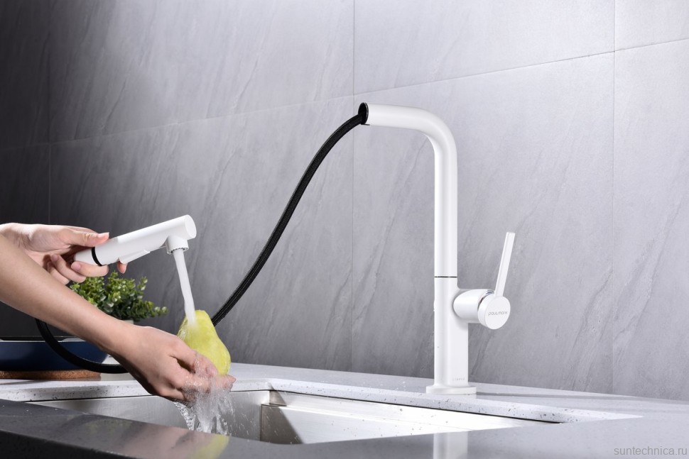 Смеситель для кухни Paulmark Neo Ne214419-431, матовый белый