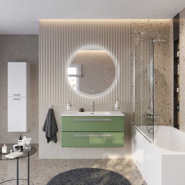 Мебель для ванной комнаты Cezares Eco Cer-N 100 фисташковый софт, раковина Duet 100, ручки серые