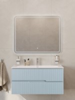 Тумба с раковиной Cezares Duet-n 100 подвесная, 2 ящика, жемчужная голубая