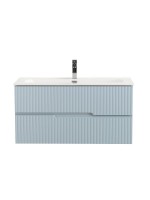 Тумба с раковиной Cezares Duet-n 100 подвесная, 2 ящика, жемчужная голубая