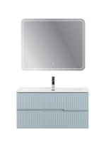 Тумба с раковиной Cezares Duet-n 100 подвесная, 2 ящика, жемчужная голубая