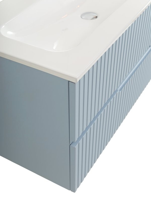 Тумба с раковиной Cezares Duet-n 100 подвесная, 2 ящика, жемчужная голубая