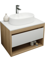 Тумба с раковиной Teymi Ritta 75 дуб эврика, матовая белая, раковина Iva 52