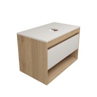 Тумба с раковиной Teymi Ritta 75 дуб эврика, матовая белая, раковина Iva 52