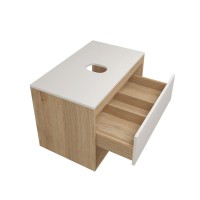 Тумба с раковиной Teymi Ritta 75 дуб эврика, матовая белая, раковина Iva 52