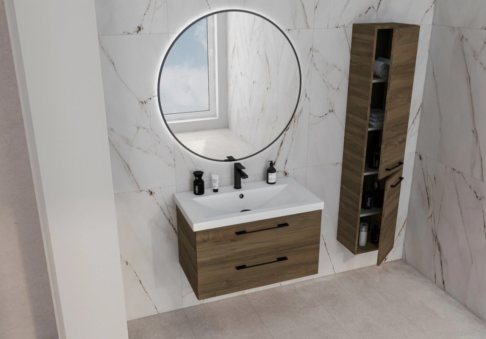 Шкаф-пенал для ванной Cersanit Lara 30 орех табак