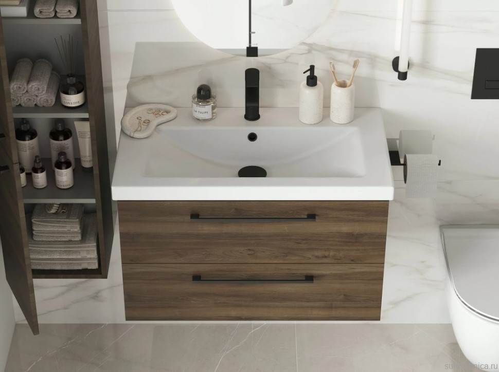 Шкаф-пенал для ванной Cersanit Lara 30 орех табак