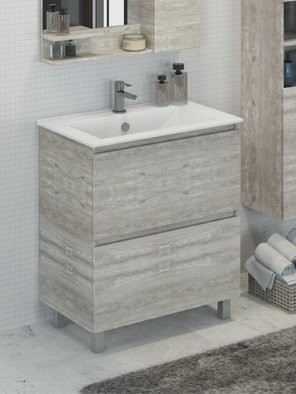 Тумба с раковиной Comforty Верона 75 напольная, белый дуб