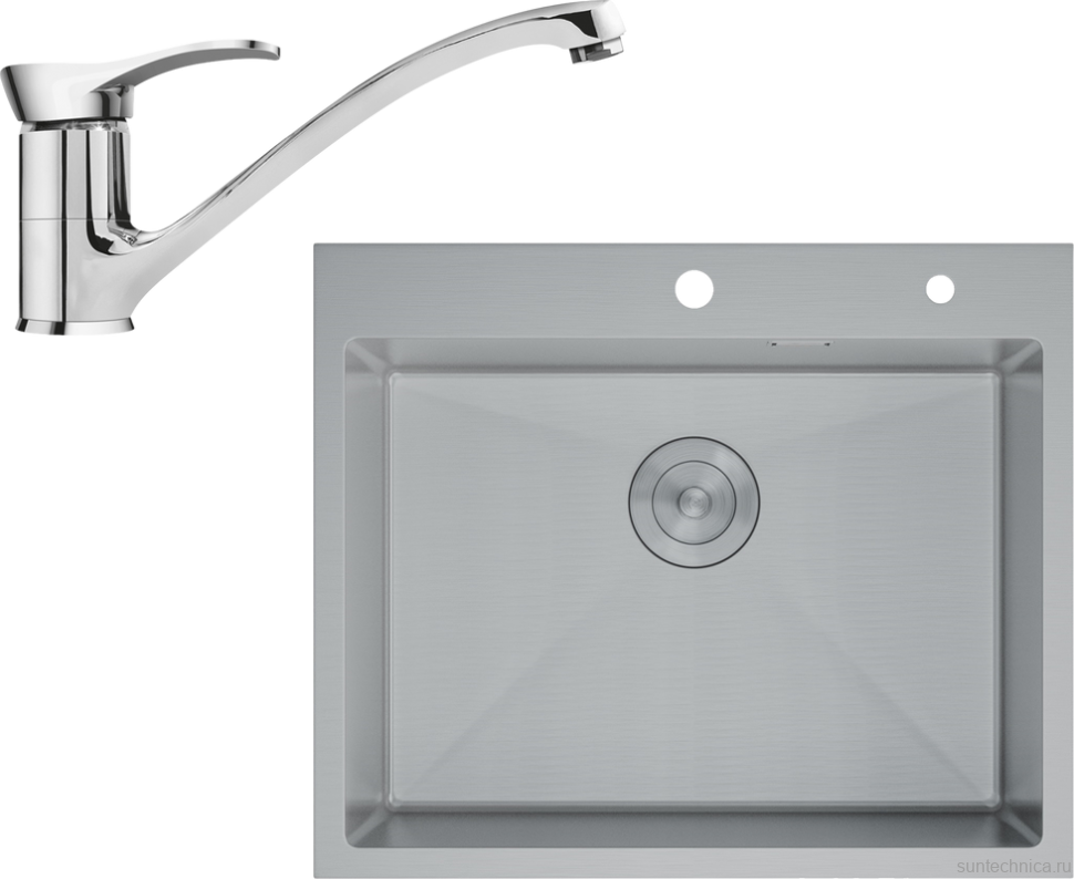 Комплект Мойка D&K DKS604504 сатин + Смеситель Lava SG04 CR chrome