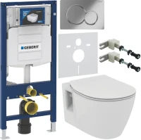 Комплект Унитаз подвесной Ideal Standard Connect + Крышка E772401 с микролифтом + Инсталляция Geberit Duofix UP 320 111.300.00.5 + Кнопка Sigma 01 115.770.21.5 хром + Крепления 111.815.00.1 к стене + Звукоизоляция