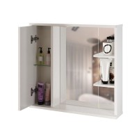 Шкаф с зеркалом в ванную MIXLINE 75х19х69,2 Белый ПВХ, полочки справа