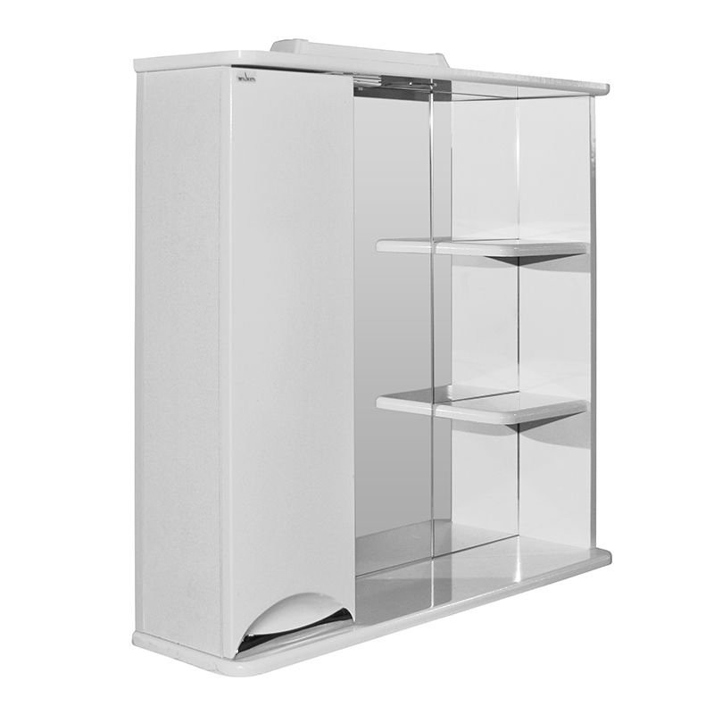 Шкаф с зеркалом в ванную MIXLINE 75х19х69,2 Белый ПВХ, полочки справа