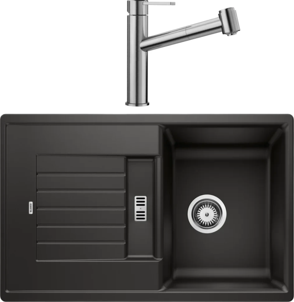 Комплект Мойка Blanco Zia 45S 526013 черная + Смеситель Ambis-S 523119