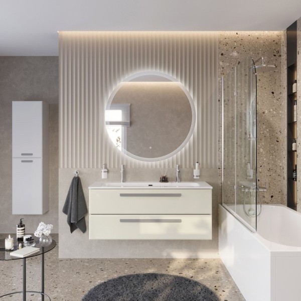 Мебель для ванной комнаты Cezares Eco Cer-N 120 брашированная альпака, раковина Eco 120-1-2, ручки серые