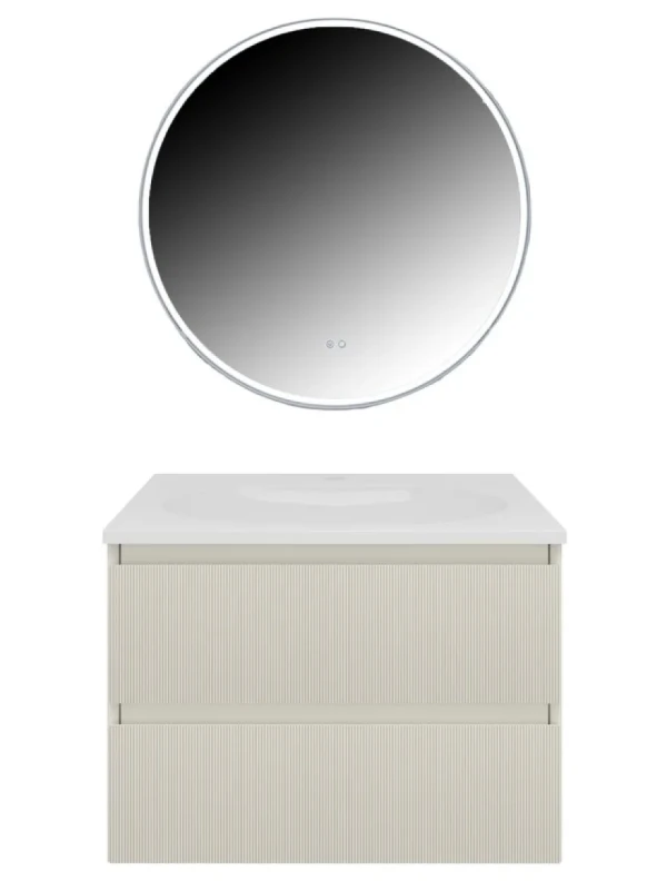 Мебель для ванной комнаты Vincea Welle 60 m.beige soft-touch, раковина VCB-4H600W белая