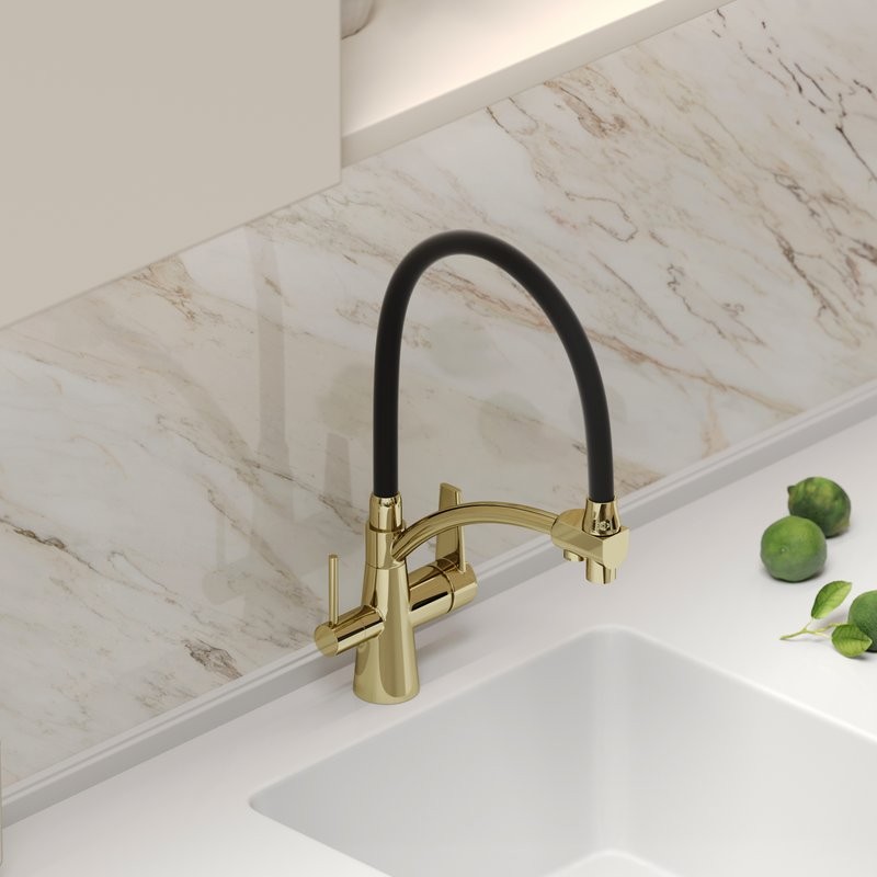 Смеситель для кухни Sancos Eri SC4001ZG с гибким изливом, полированное золото