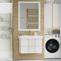 Мебель для ванной комнаты Brevita Vega 80 подвесная, белая, золото