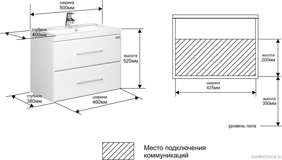 Мебель для ванной комнаты СаНта Омега 50 подвесная