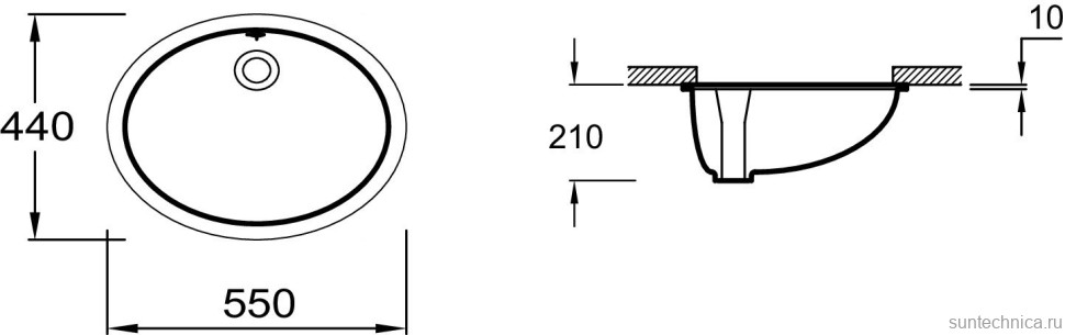 Раковина Jacob Delafon Caxton E2211-0 встраиваемая снизу