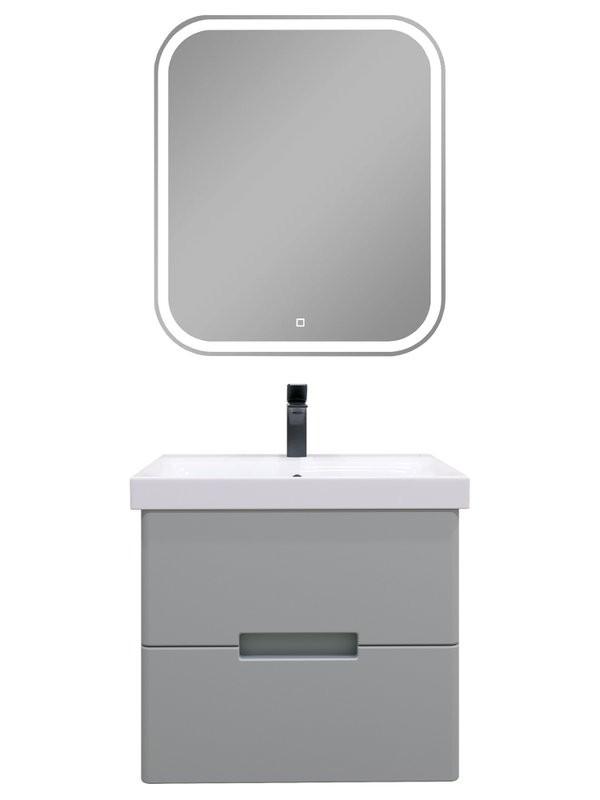 Мебель для ванной комнаты SanStar Ориана 50 подвесная, серая, раковина Cersanit Moduo 50
