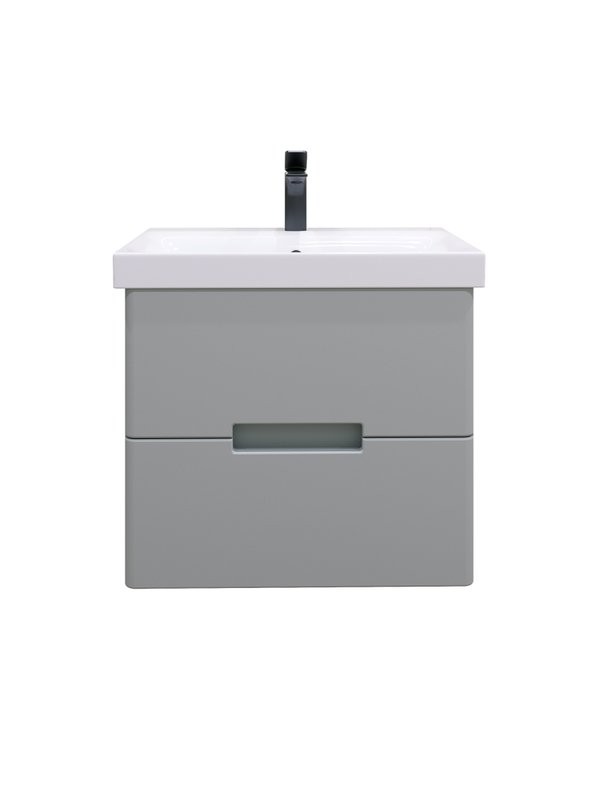 Мебель для ванной комнаты SanStar Ориана 50 подвесная, серая, раковина Cersanit Moduo 50