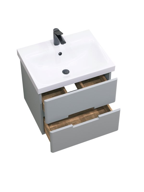 Мебель для ванной комнаты SanStar Ориана 50 подвесная, серая, раковина Cersanit Moduo 50