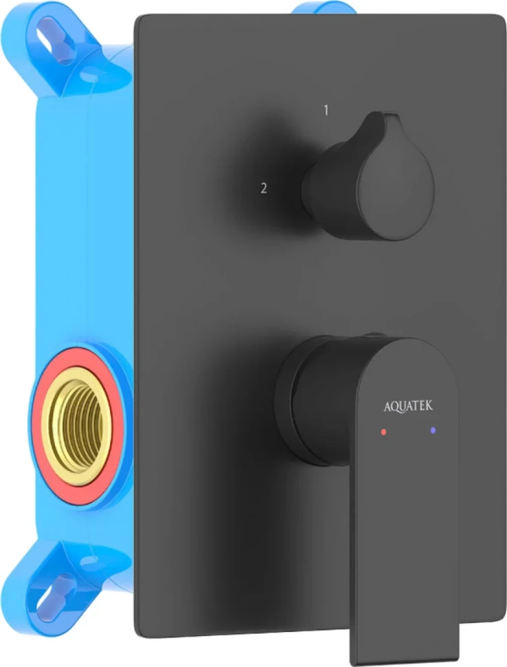 Встраиваемый смеситель для душа и ванны AQUATEK Лира AQ1446MB С ВНУТРЕННЕЙ ЧАСТЬЮ, матовый черный