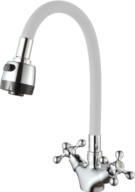 Смеситель для кухни D-lin D153810-3T с гибким изливом, белый
