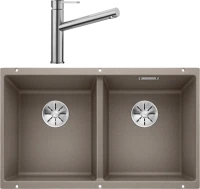 Комплект Мойка Blanco Subline 350/350-U серый беж + Смеситель Ambis Ambis 523118