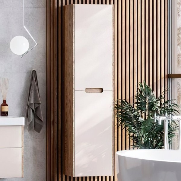 Шкаф пенал для ванной AQUATON Оливия бежевый/дуб велл