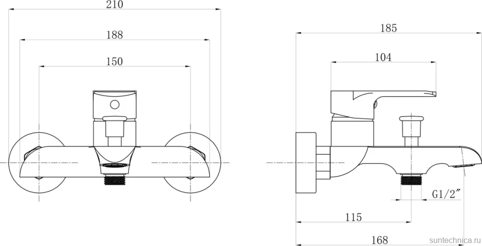 Смеситель для ванны с душем beWash Bliss BVMM0BT123 хром
