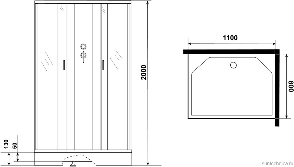 Душевая кабина Niagara Classic NG-43185-14QBK 110х80 см, без крыши