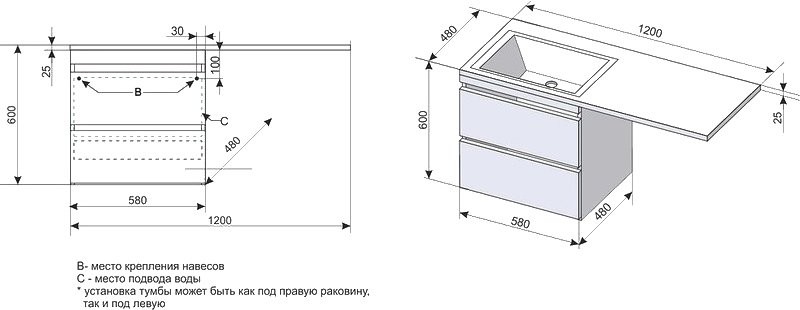 Мебель для ванной комнаты Style Line Даллас 120 Люкс Plus подвесная, белая R