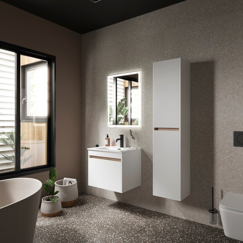 Тумба с раковиной Sancos Smart 60 см белый глянец