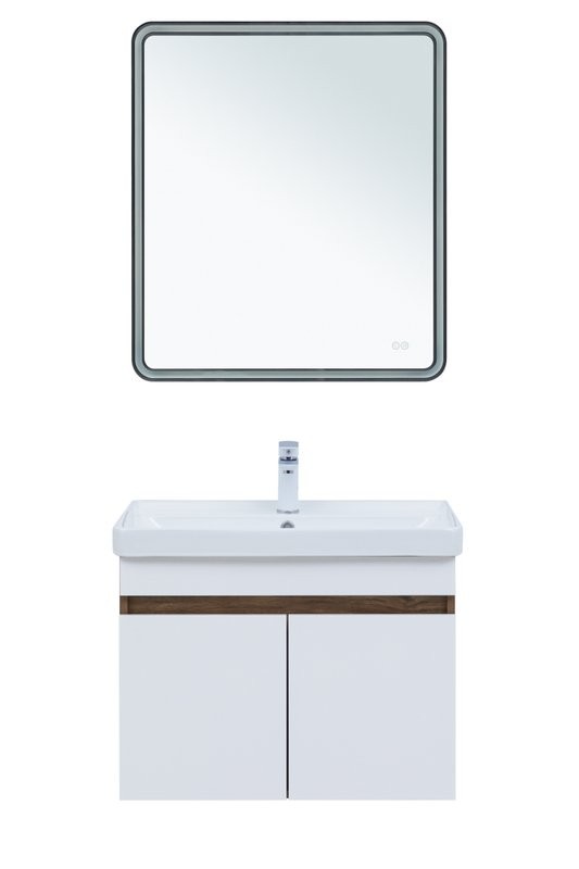 Мебель для ванной комнаты Aquanet Оптима 70 подвесная, дуб рустикальный, белый сатин