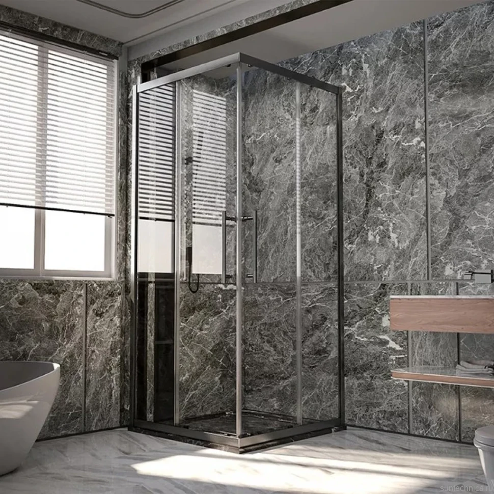 Душевой уголок Veconi Premium Trento PTC-20GR 110x80, профиль брашированный графит, стекло прозрачное