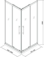 Душевой уголок Veconi Premium Trento PTC-20GR 110x80, профиль брашированный графит, стекло прозрачное