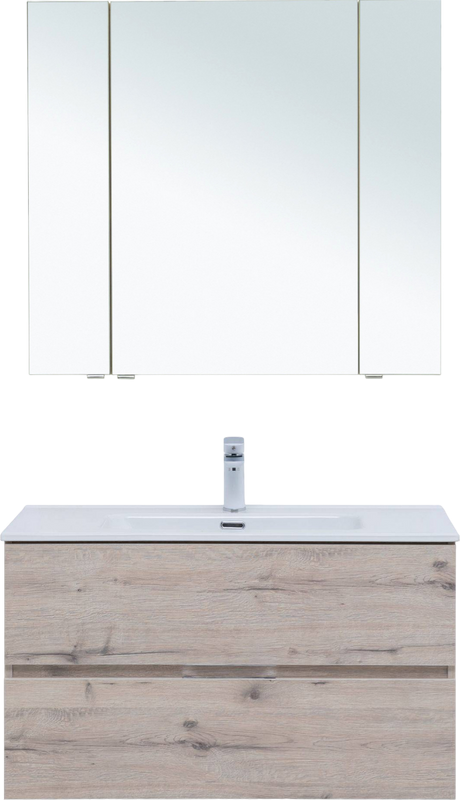 Мебель для ванной комнаты Aquanet Алвита 90 подвесная, дуб веллингтон белый, 2 ящика