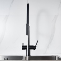 Смеситель для кухни Shevanik S178H с гибким изливом, черный