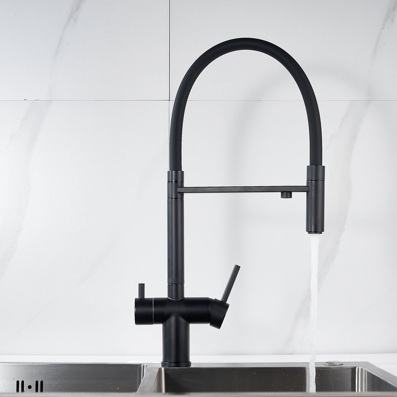 Смеситель для кухни Shevanik S178H с гибким изливом, черный