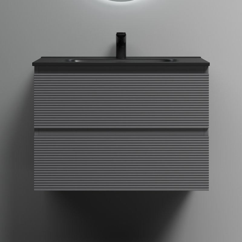 Тумба с раковиной Sancos Folk 70 grey soft, раковина CN7007MB