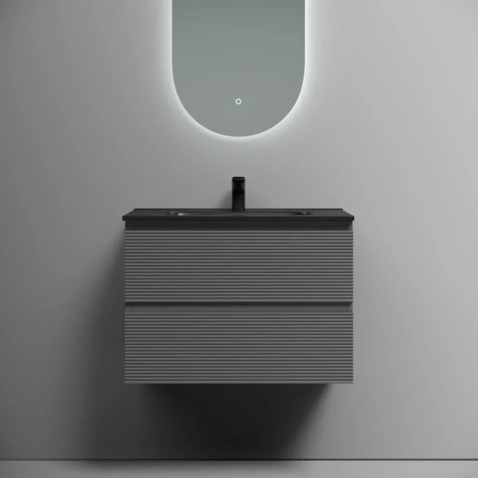 Тумба с раковиной Sancos Folk 70 grey soft, раковина CN7007MB